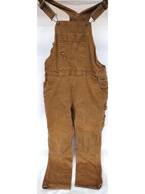Dickies Brown Duck Canvas Reinforced Knee Overalls Size Small P378049